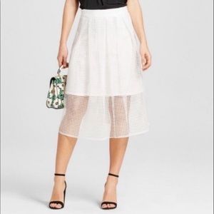 NWT Who What Wear White Mesh A-Line Skirt Size 4